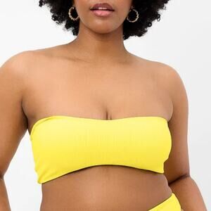 Frankie’s Bikinis Jean Plisse Pina Colada Yellow Bandeau Bikini Top XL NWT C-DDD